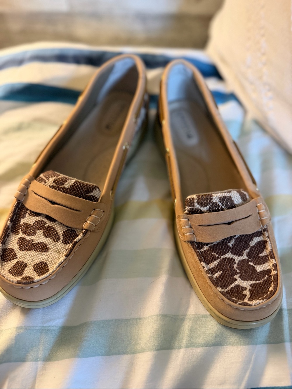 Tan Leopard-Print Penny Loafers for Women